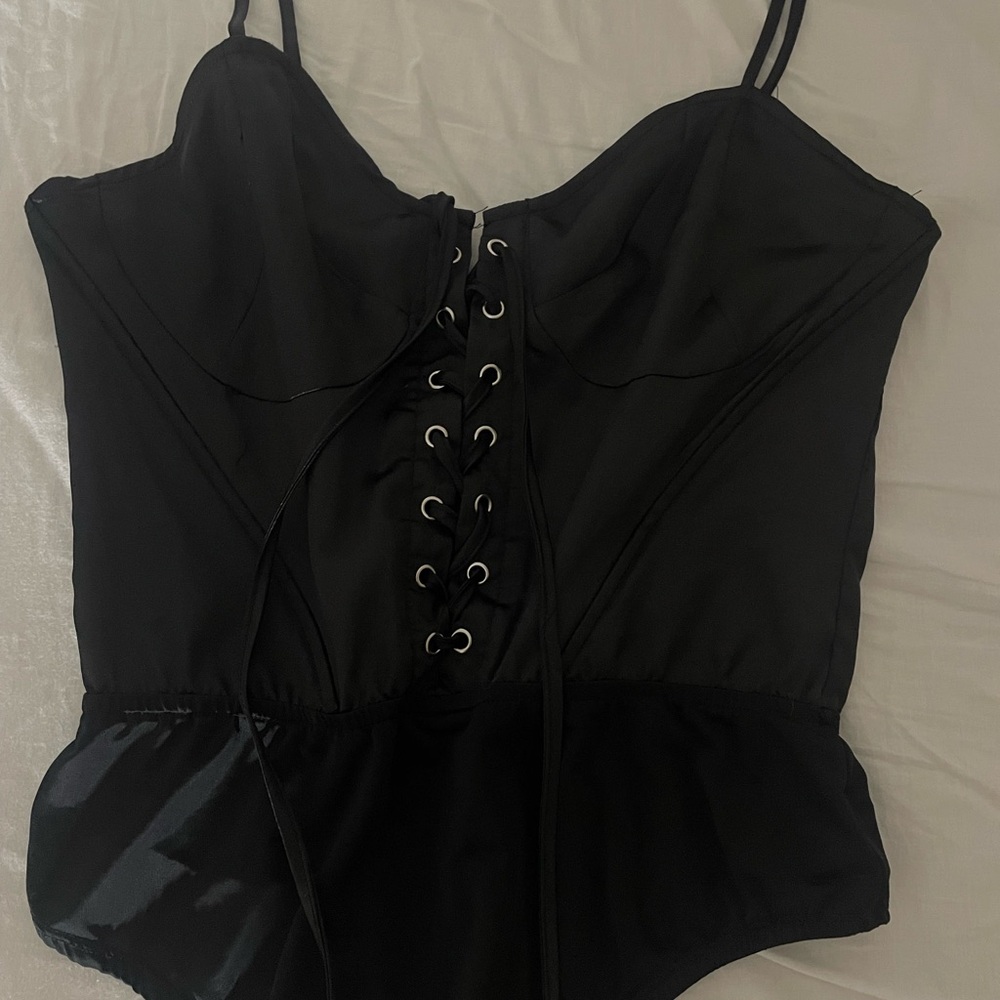 Black Lace-Up Bodysuit
